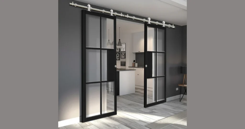 Industrial Metal Frame Sliding Door