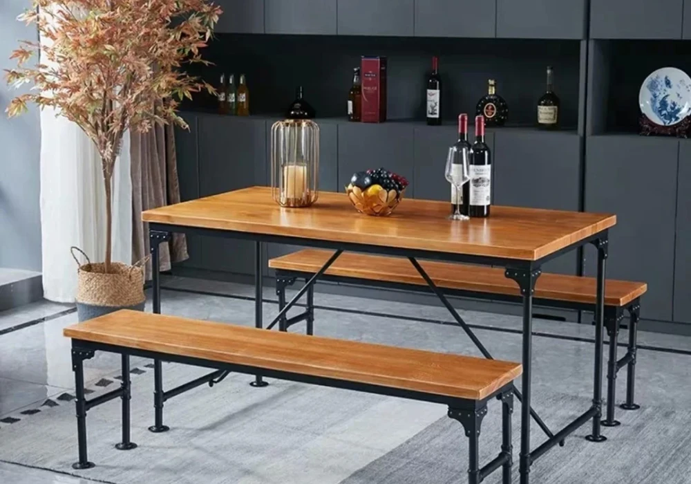 Industrial Style Wooden Bench Seating