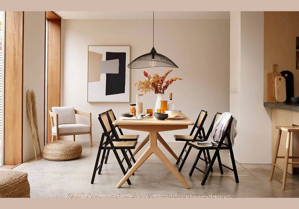 Japandi Dining Table with Scandinavian Chairs