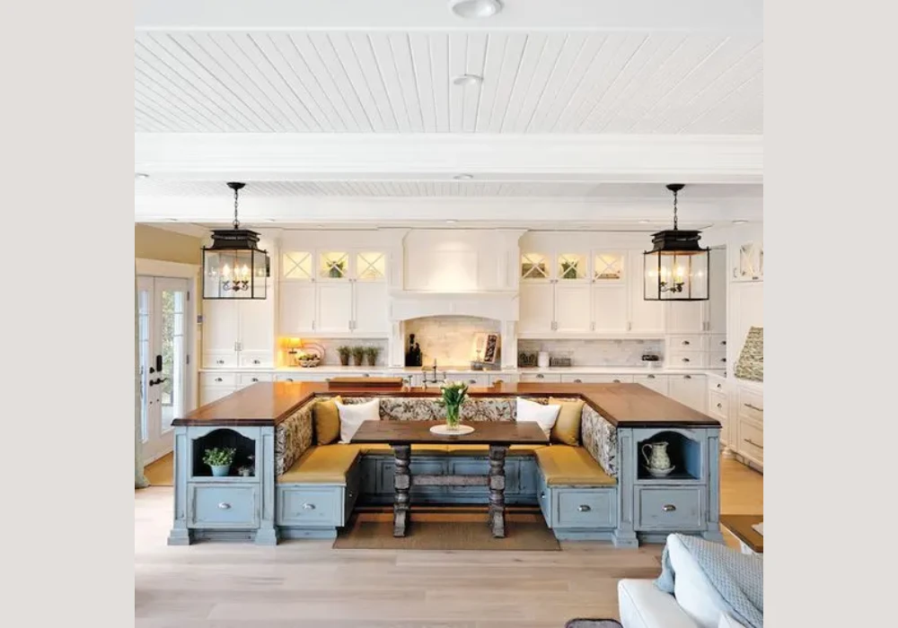 Kitchen Island with Built-In Dining Bench