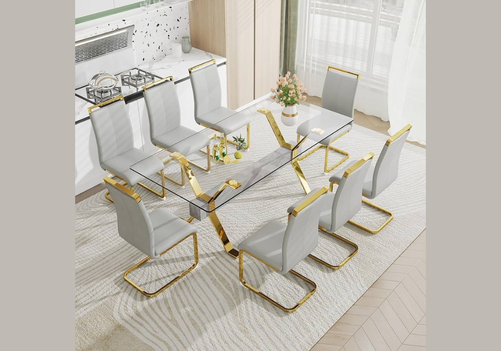 Large Glass Dining Table for Family Dining