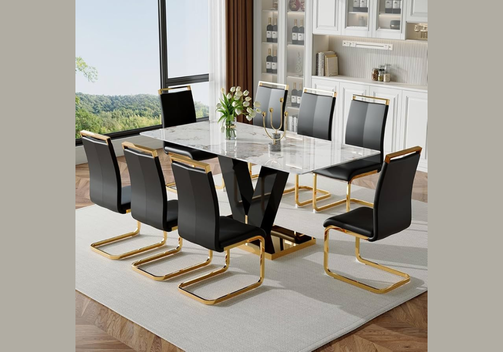 Large Marble Dining Table for Family Dining