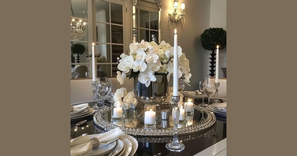Layered Centerpiece Dining Table Top Idea