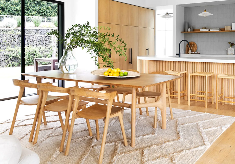 Light Oak Japandi Dining Table Design