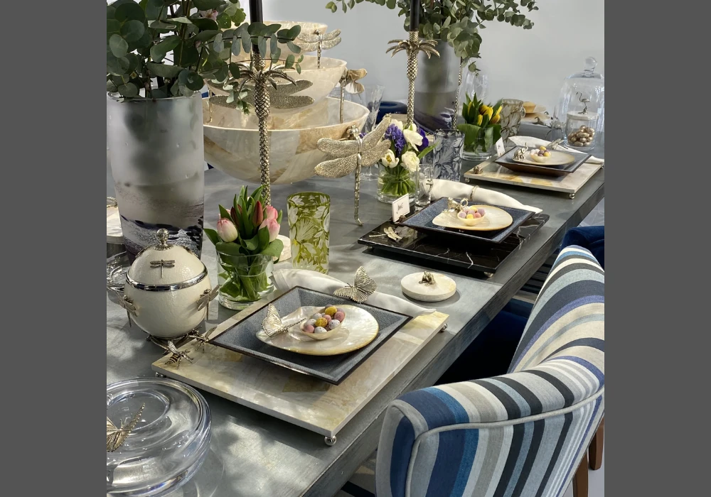 Luxury Dining Table with Layered Tableware