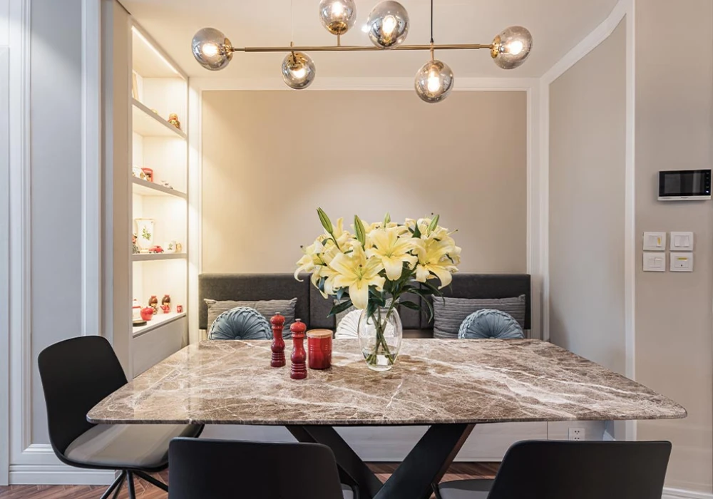 Marble Dining Table with Minimal Decor