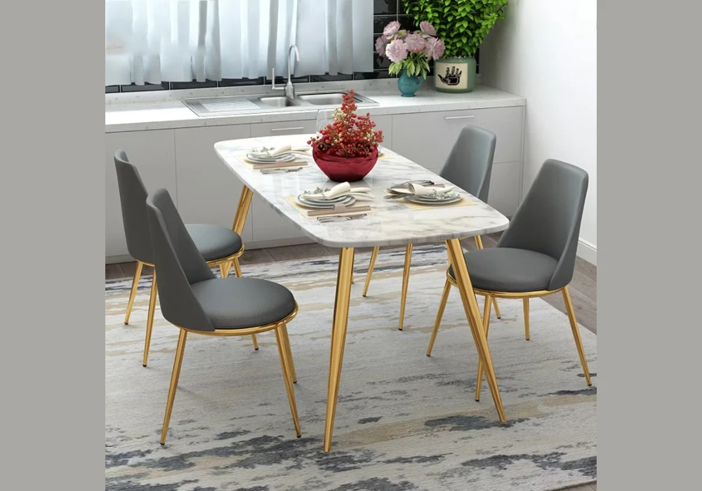 Marble Look Dining Table for 4 for a Luxe Feel