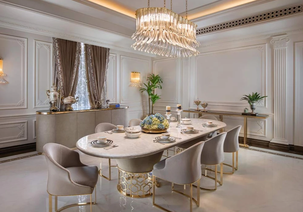 Marble Look Dining Table for 8 for a Luxe Feel