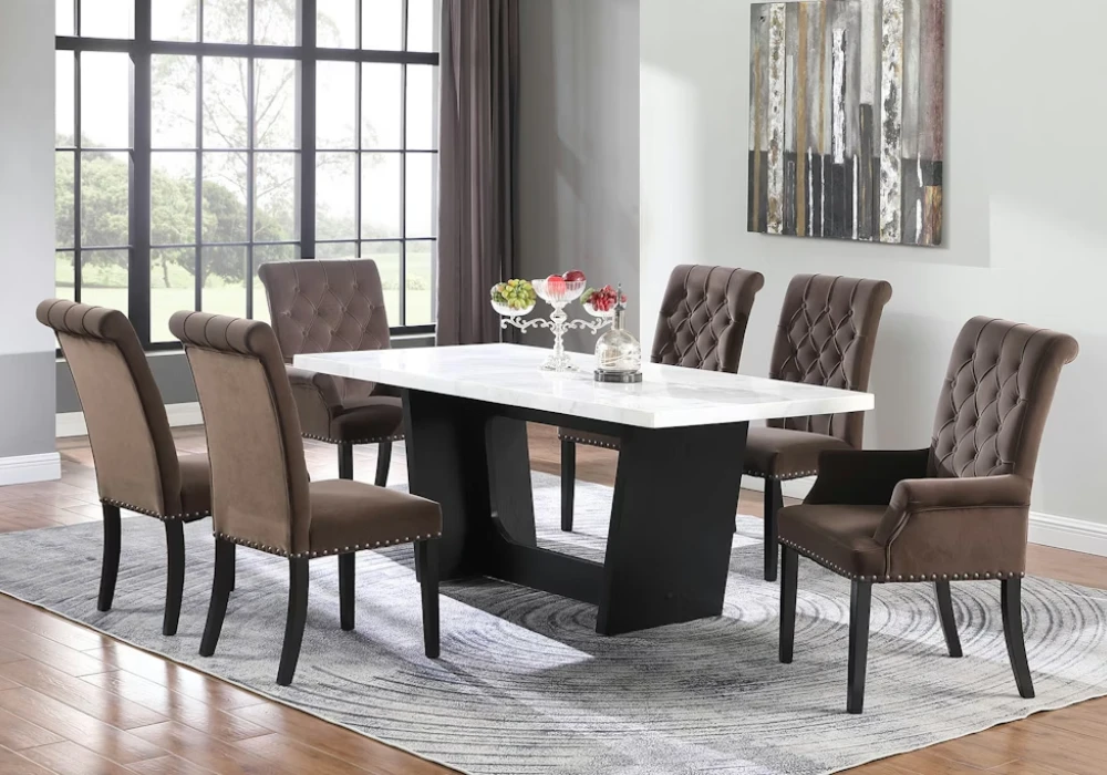 Marble Top 72 Inch Dining Table Setup