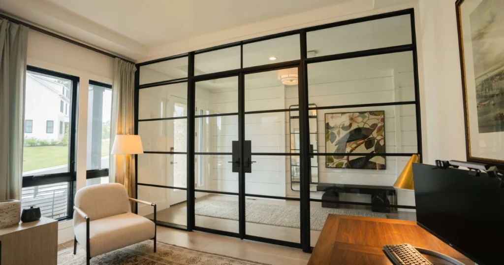 Metal Frame Glass Door Partition