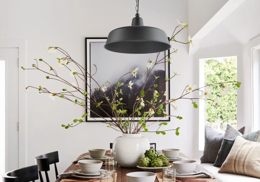 Metal Pendant Lighting Above the Table