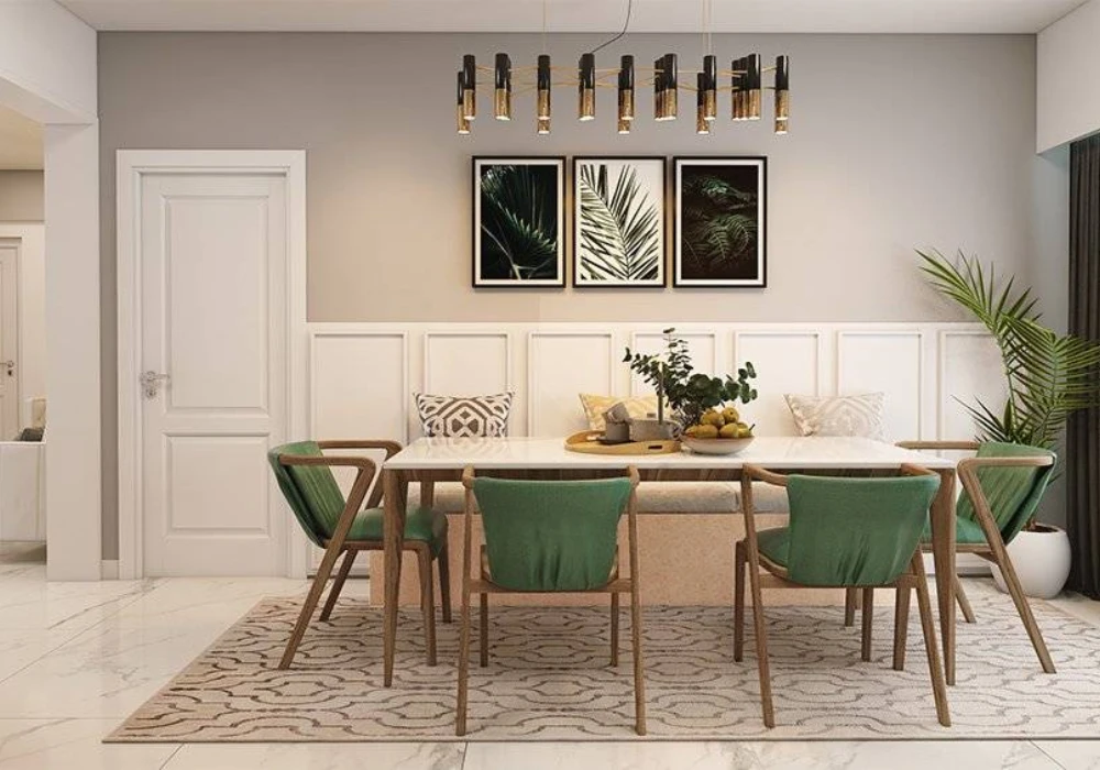 Mid Century Dining Table Decor with Indoor Plants