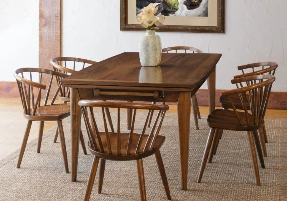 Mid Century Modern Dining Table with Wooden Chairs