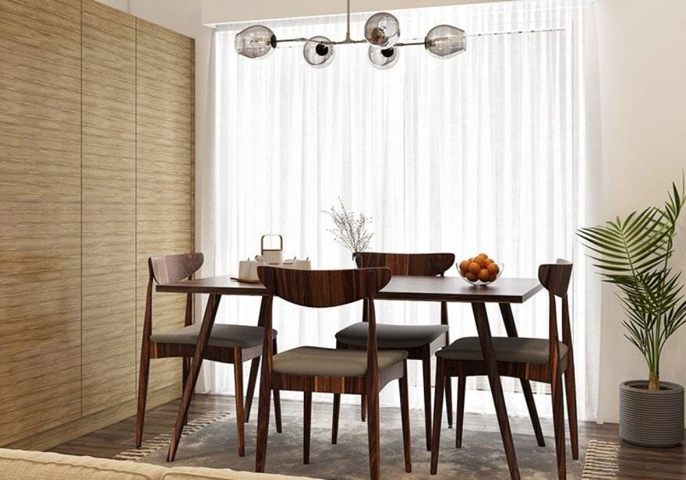 Minimal Dark Wood Dining Table Setup