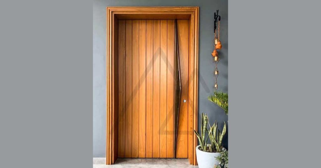 Minimalist Front Door with Vertical Groove Design
