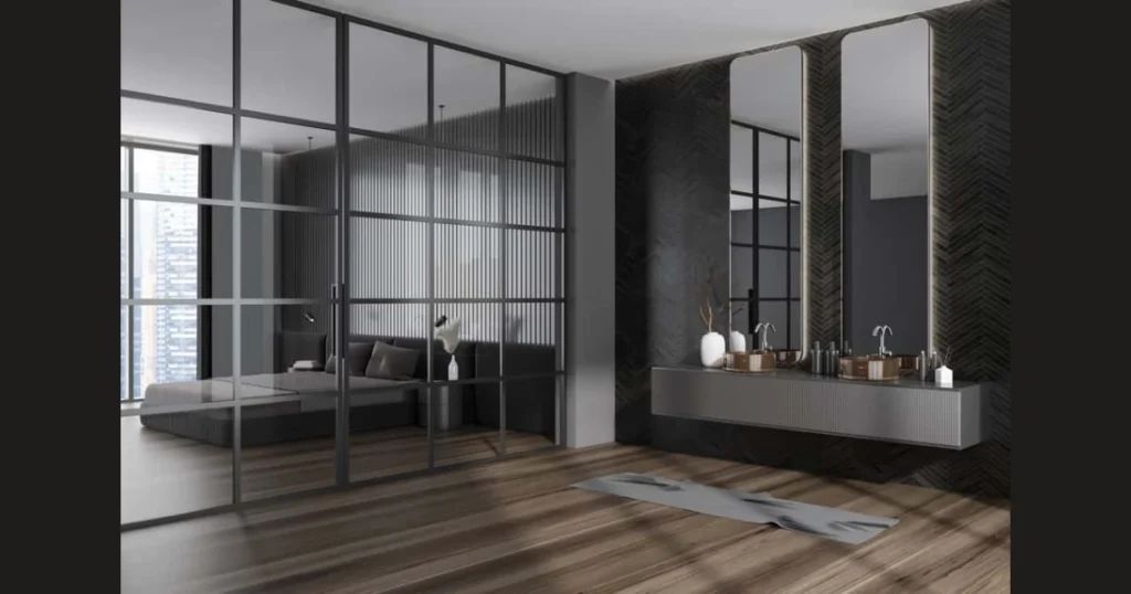 Mirrored Door Partition