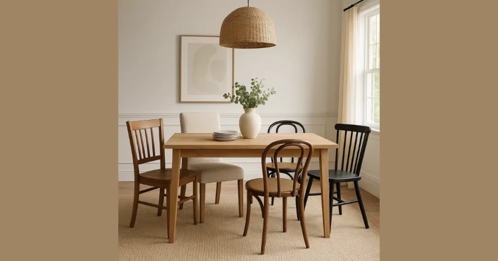 Mixed Dining Table and Chair Setup