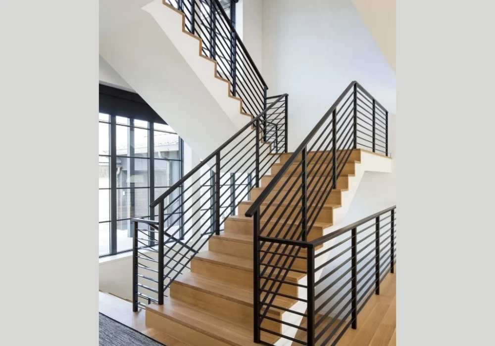 Modern Black Metal Railing Ideas for Indoor Stairs