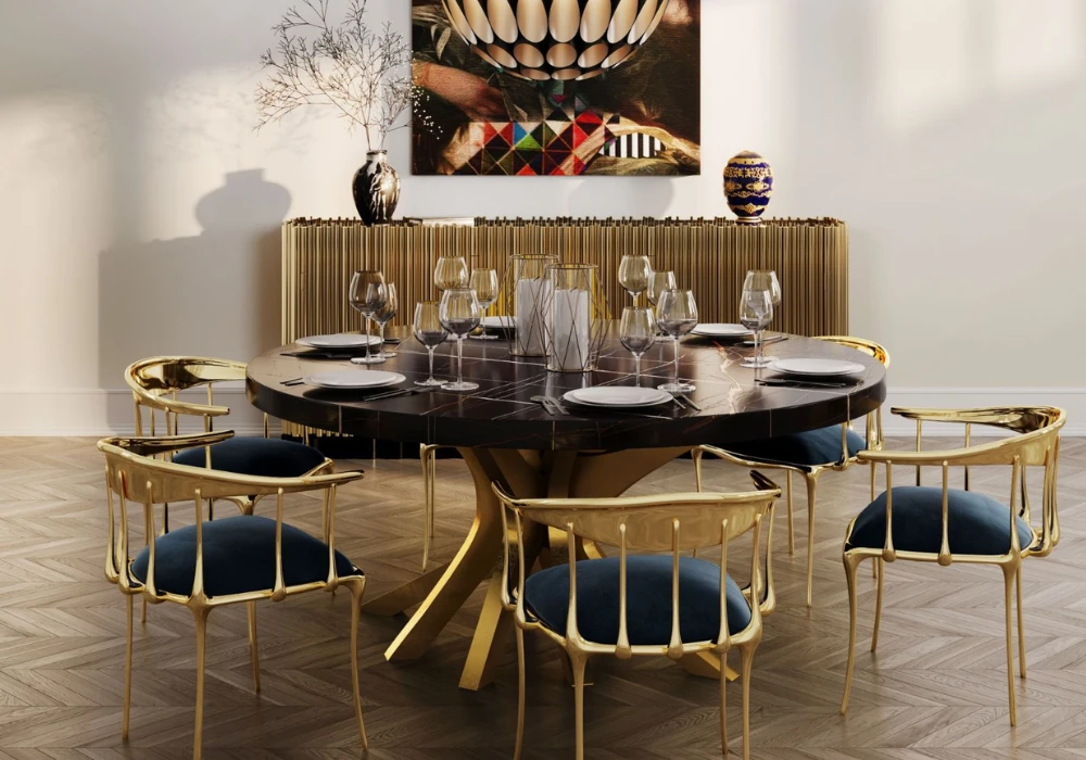 Modern Luxury Dining Table with Sculptural Decor