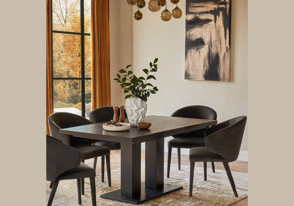 Modern Minimal Dark Wood Dining Table