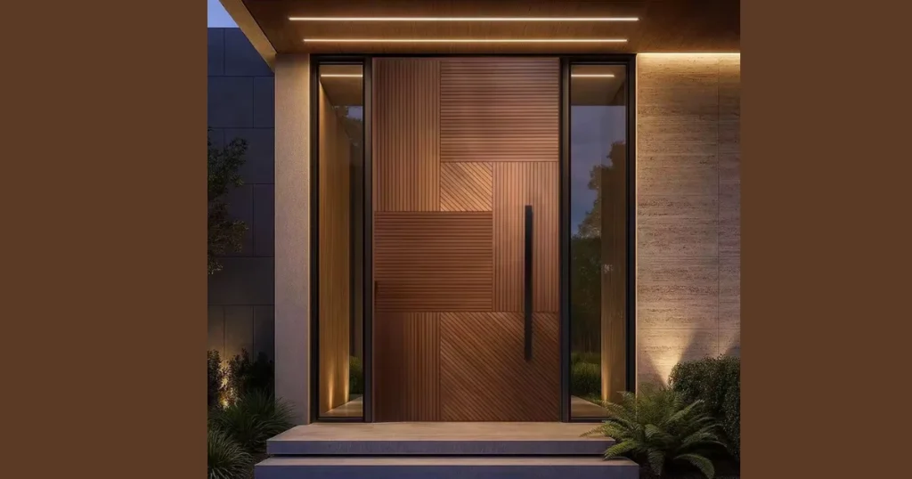 Modern Wooden Door with Horizontal Grooves