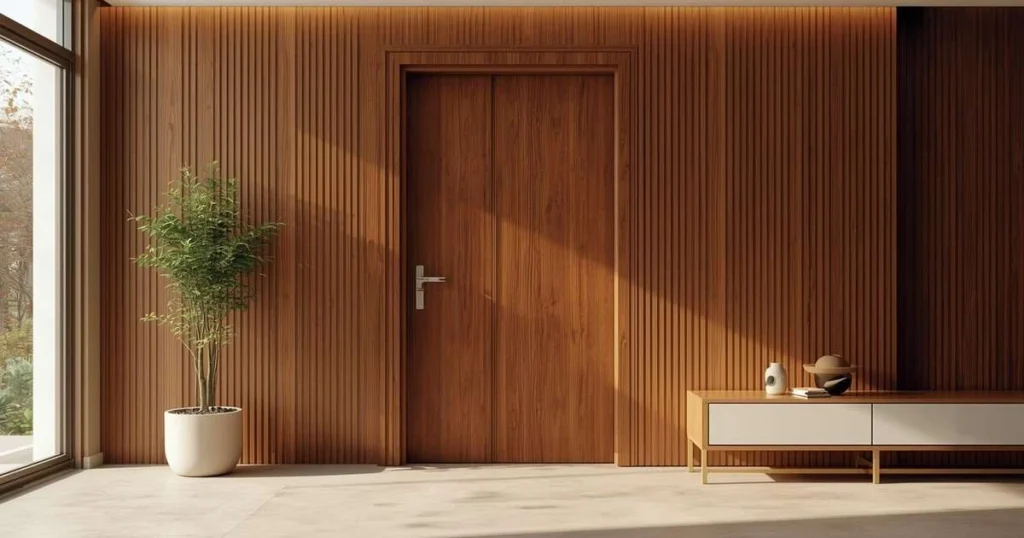 Modern Wooden Slat Door Design