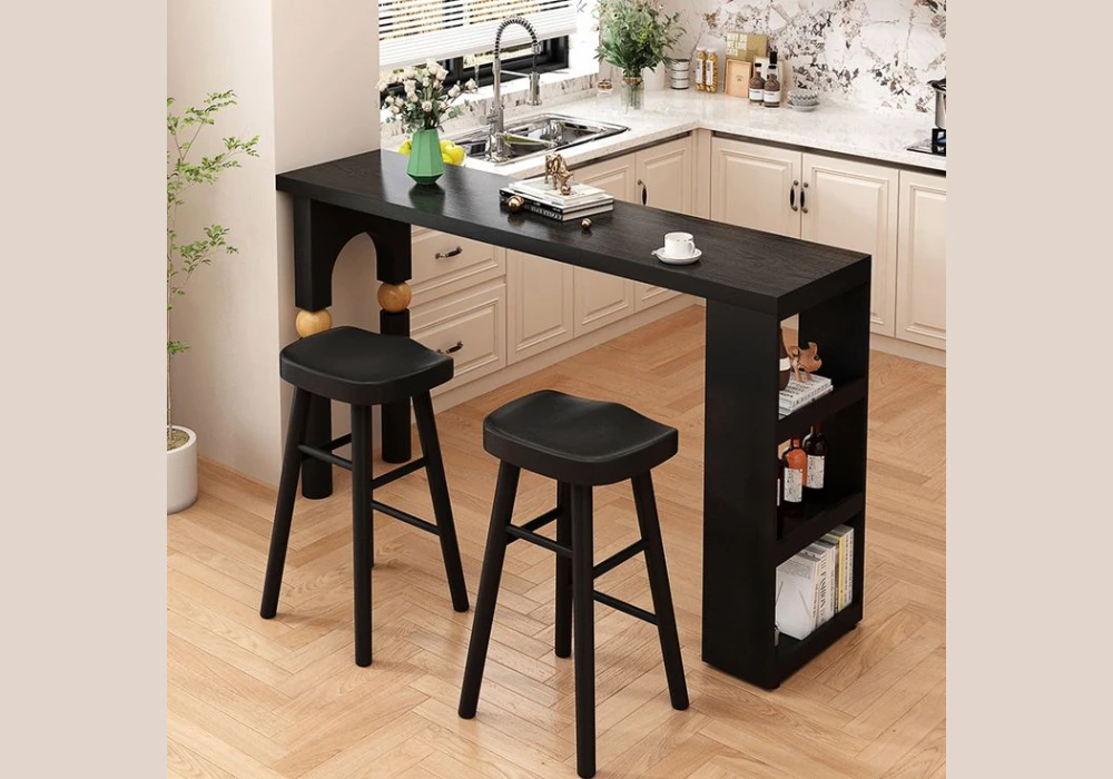 Narrow Bar Table Against Kitchen Wall