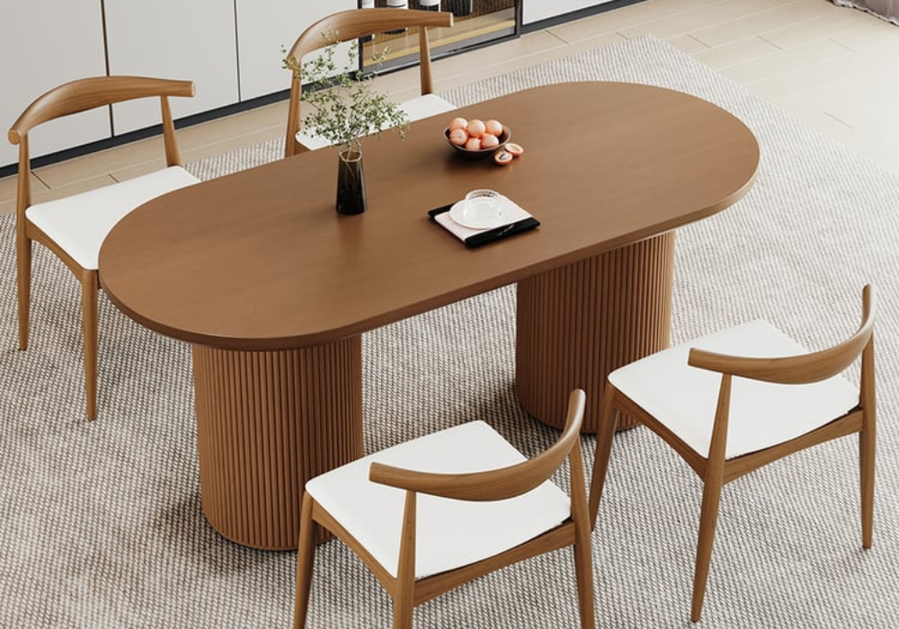 Natural Solid Wood Japandi Dining Table
