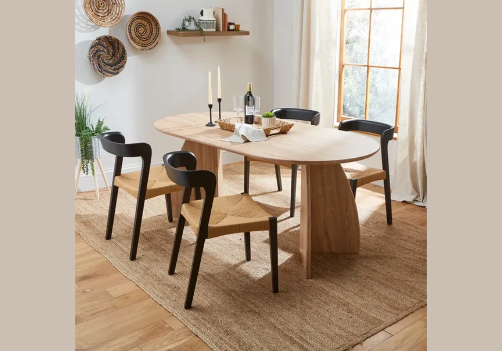 Natural Wood Dining Table Setup