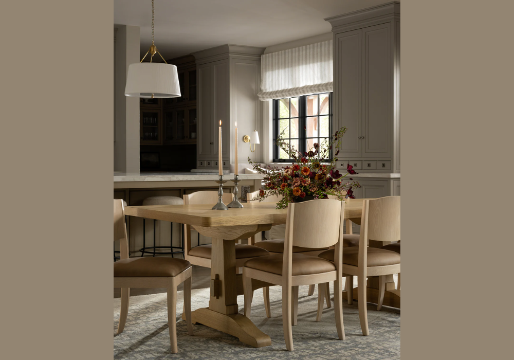 Oak Dining Table with Candle Arrangement