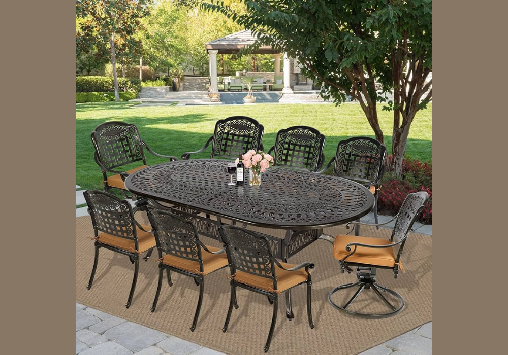 Outdoor Oval Dining Table Setup