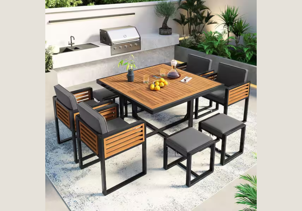 Outdoor Square Dining Table Setup