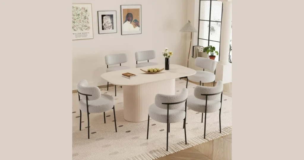 Oval Dining Table Set with Curved Chairs