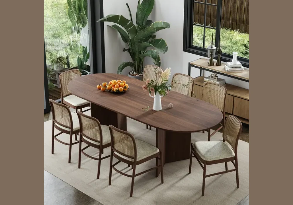 Oval Dining Table for 8 for a Softer Layout