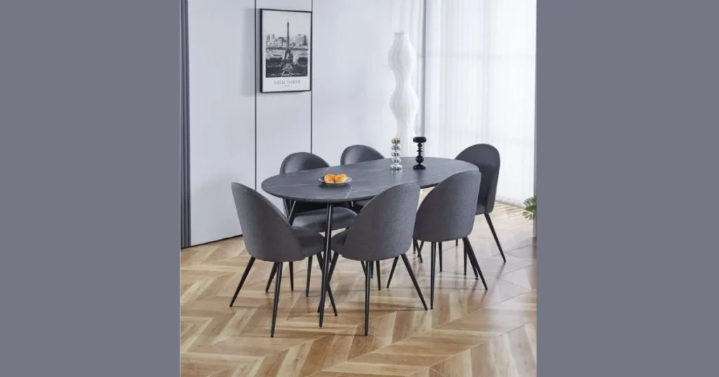 Industrial Dining Table with Metal Frame Chairs