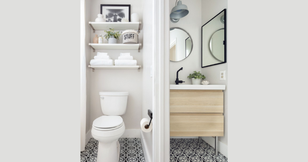 Over the Toilet Towel Storage Shelves