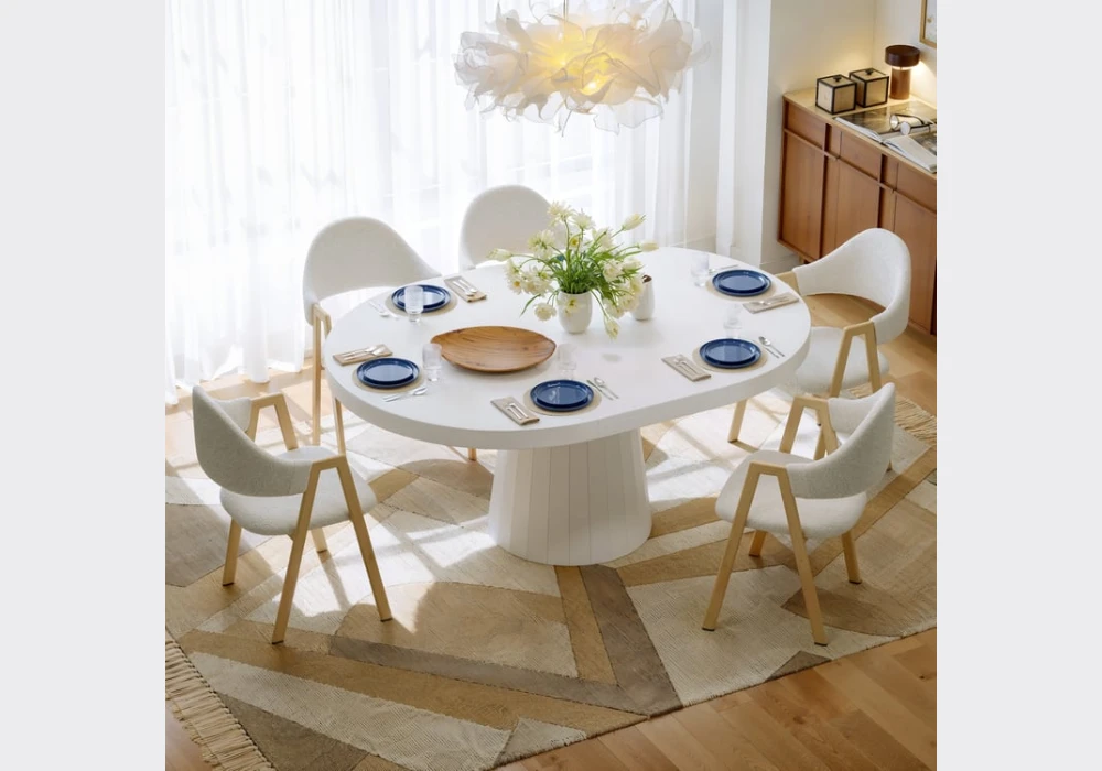 Pedestal Dining Table With 6 Chairs for Better Legroom