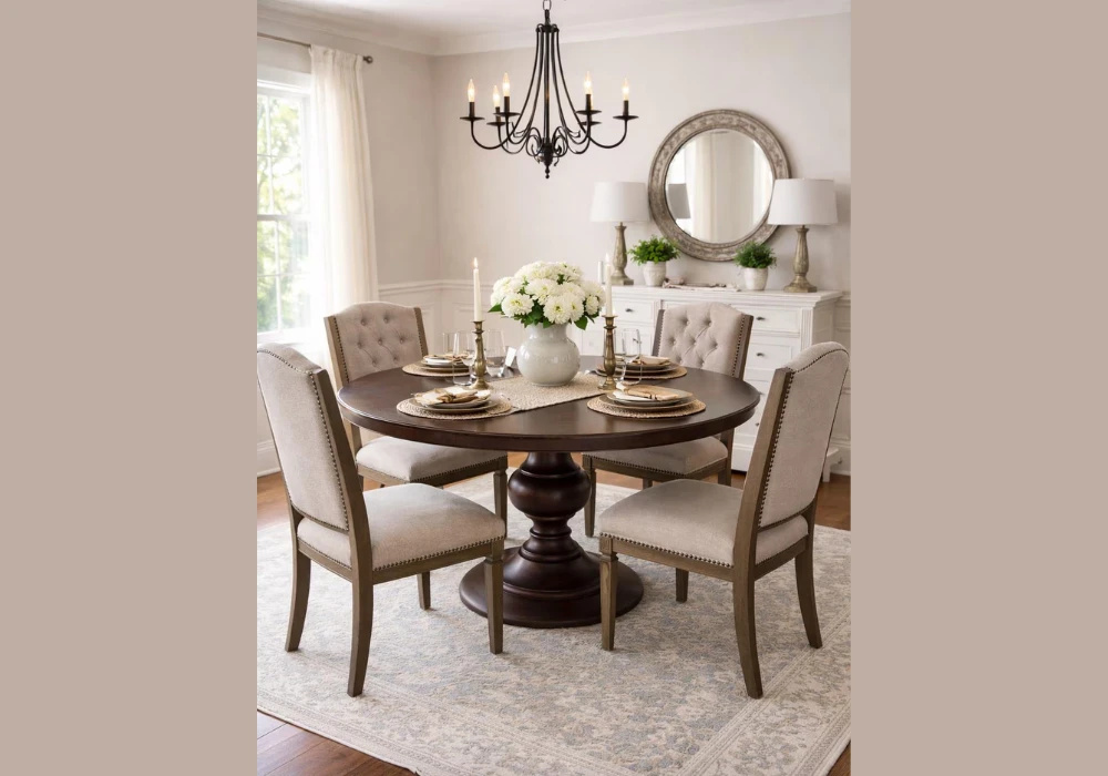 Pedestal Dining Table for 4 for Better Legroom