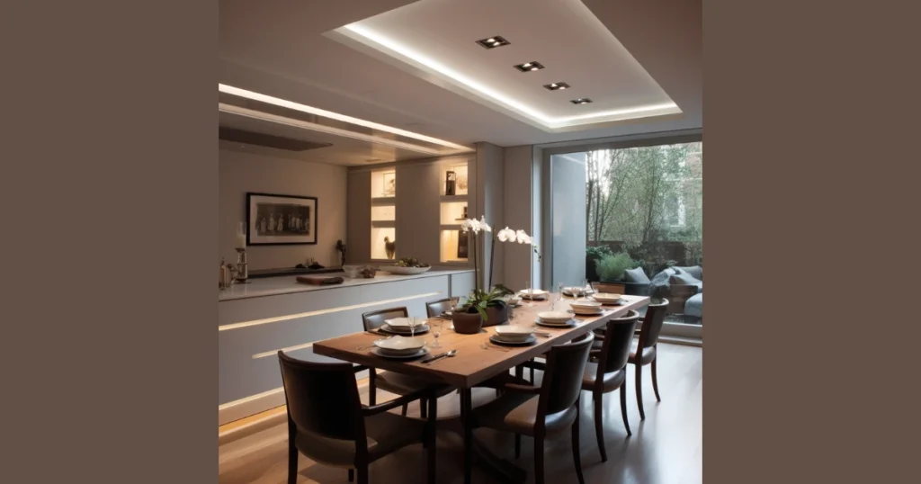 Recessed Ceiling Lighting Above Dining Table