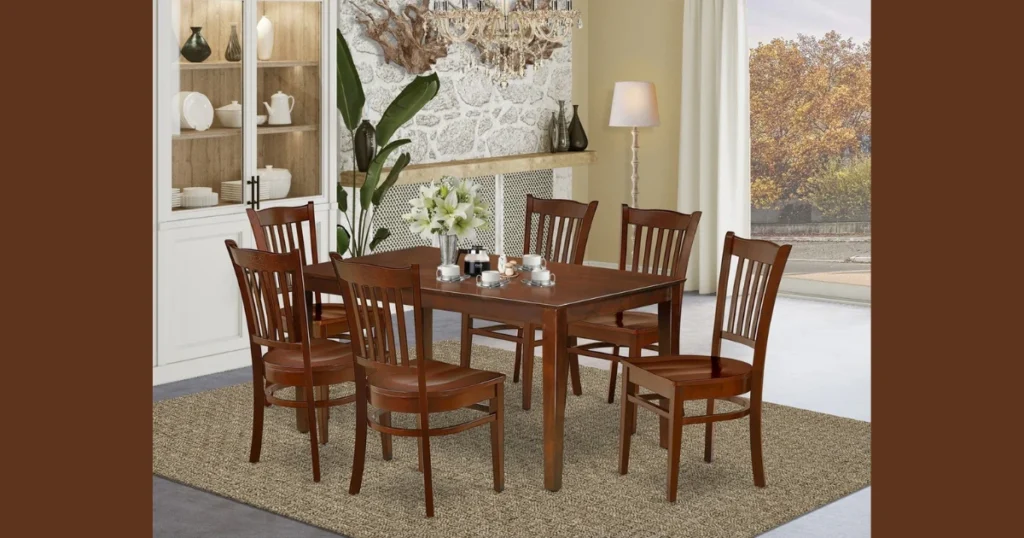Rectangular Dining Table Set with Six Chairs