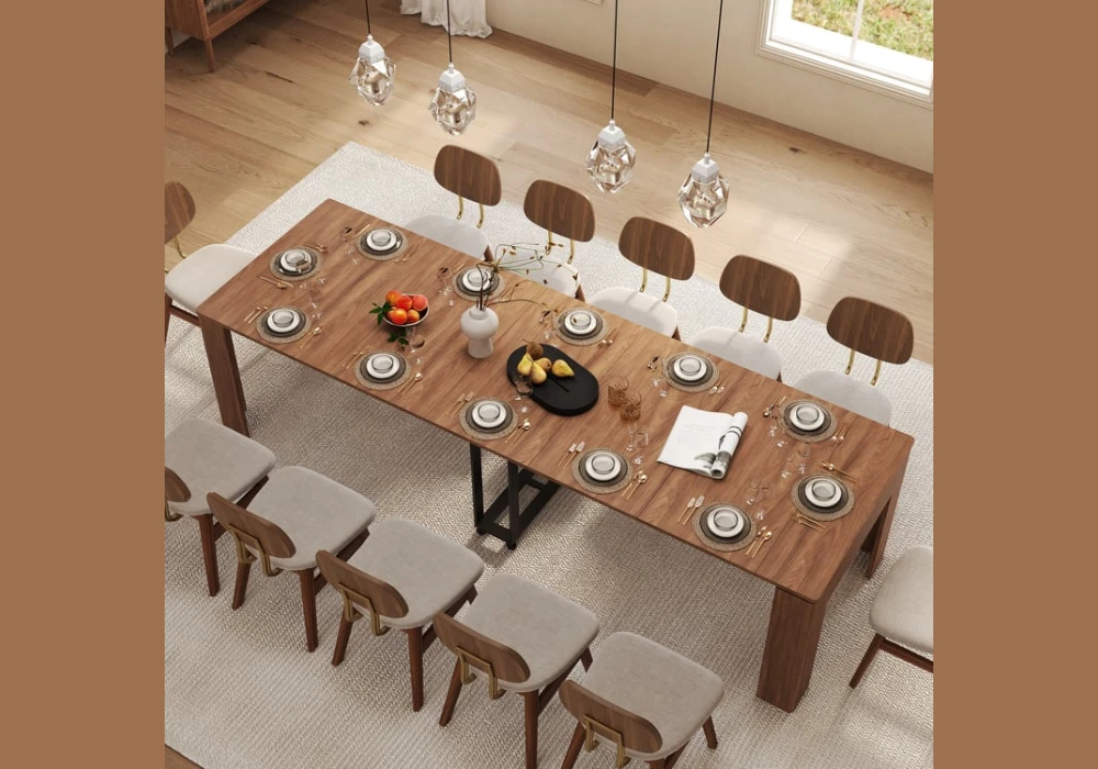 Rectangular Wooden Dining Table for 12
