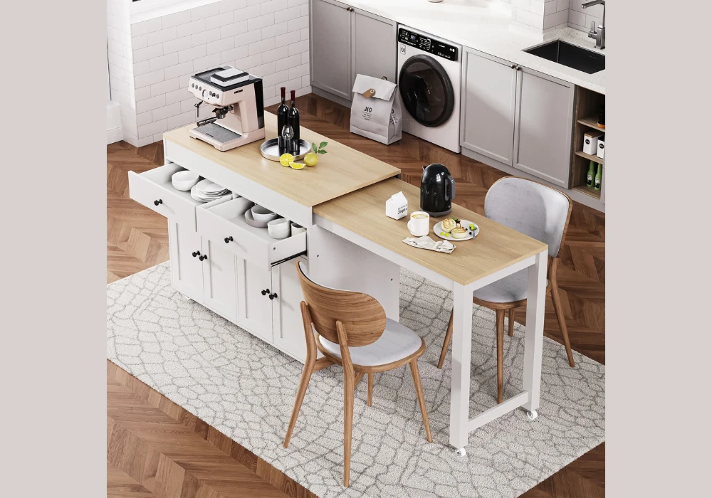 Rolling Kitchen Island with Dining Surface
