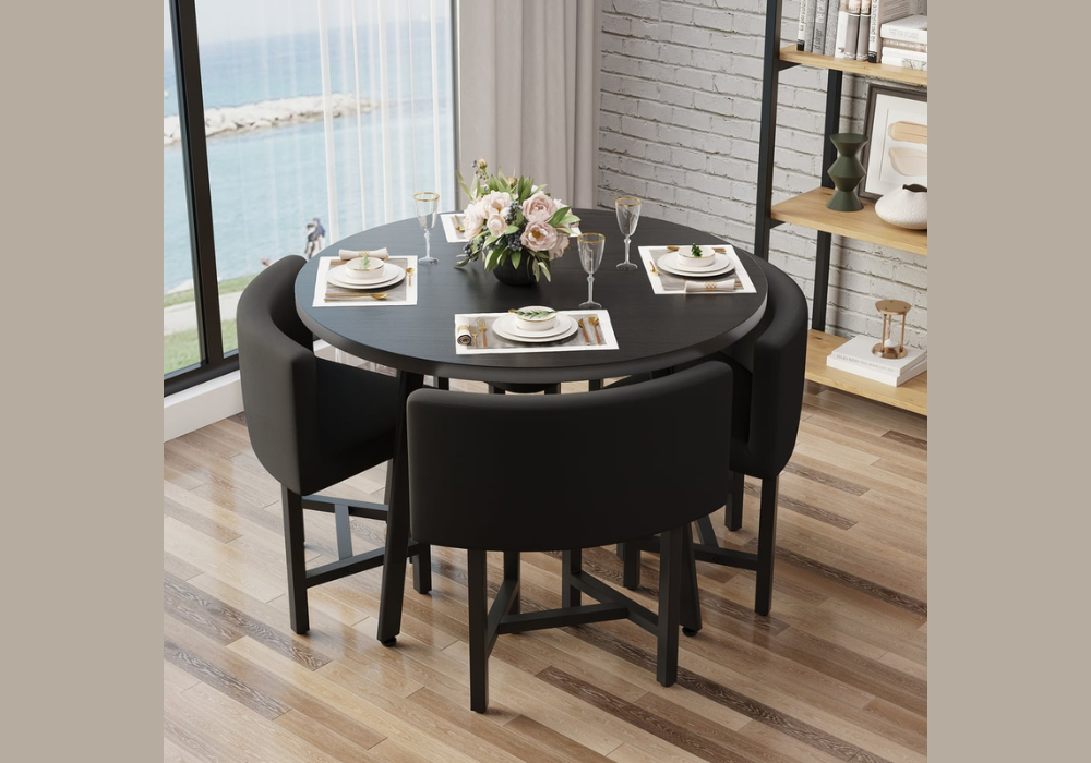 Round Black Dining Table for Small Dining Rooms