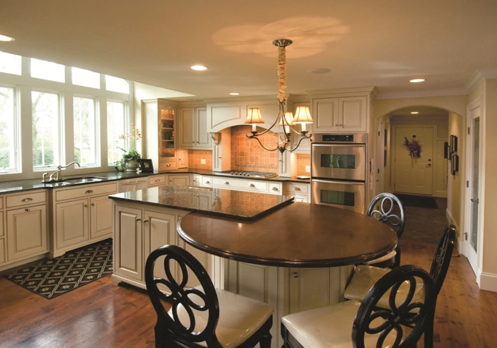 Round Dining Table Attached to Island