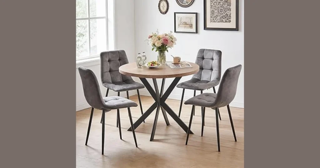 Round Dining Table Set with Four Chairs