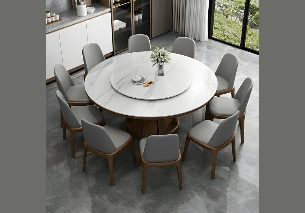Round Dining Table for 10 with Large Diameter