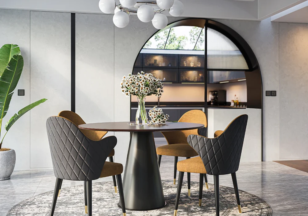 Round Dining Table for 4 in a Cozy Dining Corner
