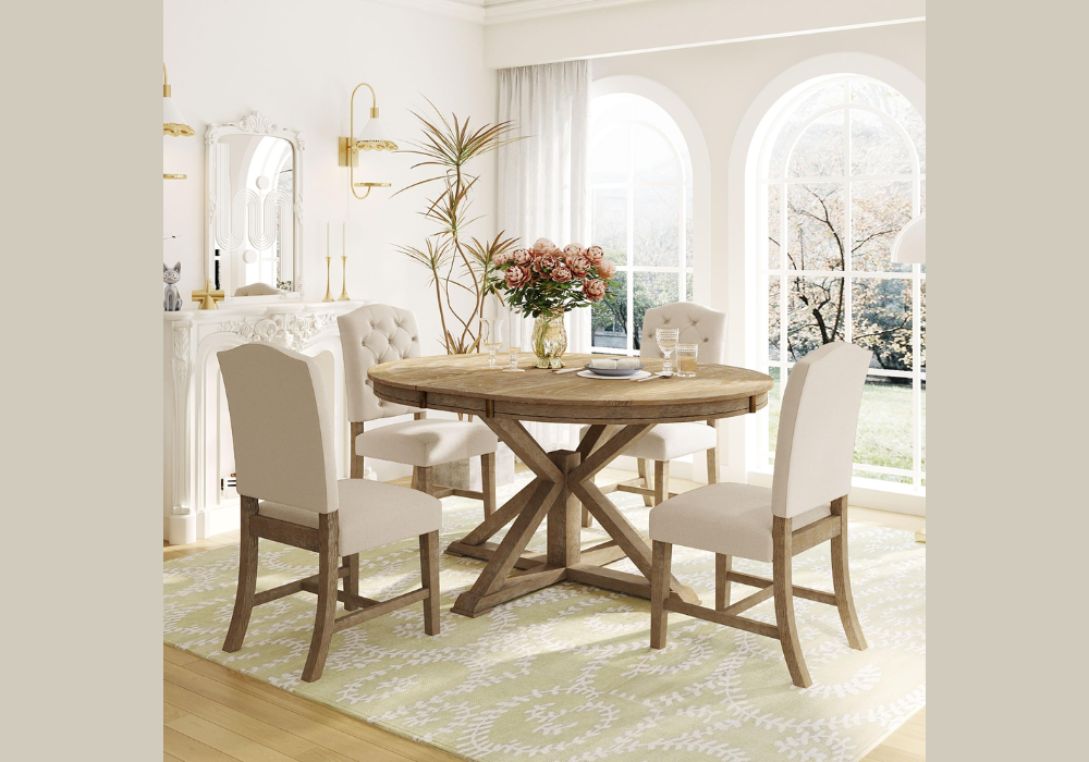 Round Farmhouse Dining Table for Small Dining Rooms
