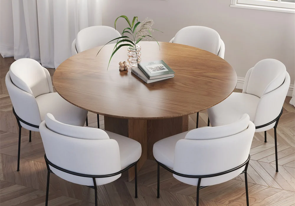 Round Japandi Dining Table with Minimal Chairs