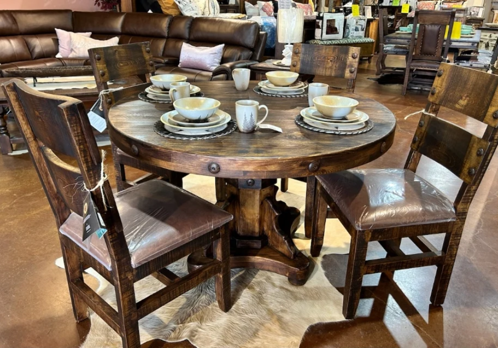 Round Rustic Dining Table for Small Dining Rooms